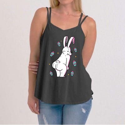 Easter Bunny Rabbit Butt Funny Colorful Eggs Women's Strappy Tank