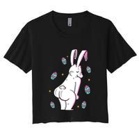 Easter Bunny Rabbit Butt Funny Colorful Eggs Crop Top