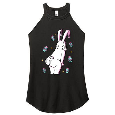 Easter Bunny Rabbit Butt Funny Colorful Eggs Women's Perfect Tri Rocker Tank