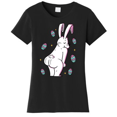 Easter Bunny Rabbit Butt Funny Colorful Eggs Women's T-Shirt