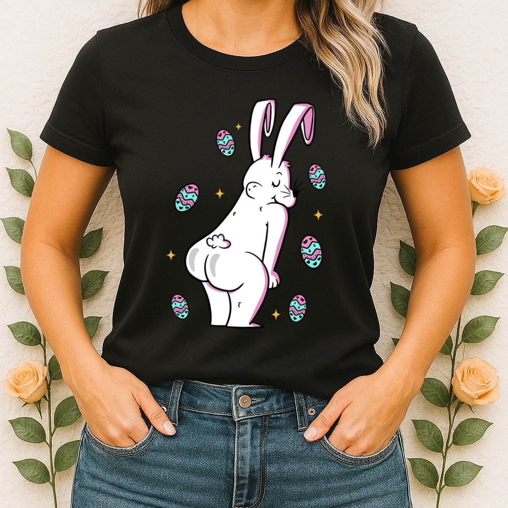 Easter Bunny Rabbit Butt Funny Colorful Eggs Womens T-Shirt