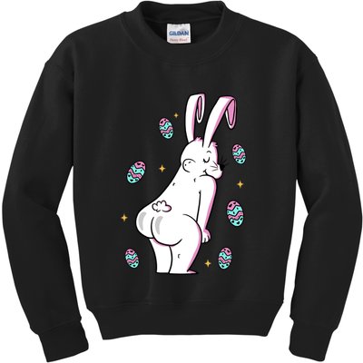 Easter Bunny Rabbit Butt Funny Colorful Eggs Kids Sweatshirt