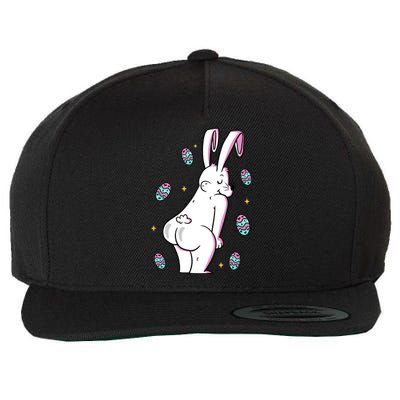 Easter Bunny Rabbit Butt Funny Colorful Eggs Wool Snapback Cap