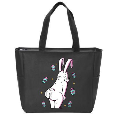 Easter Bunny Rabbit Butt Funny Colorful Eggs Zip Tote Bag