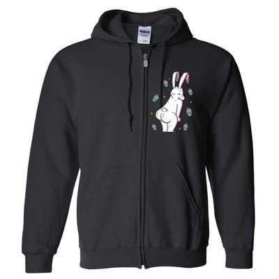 Easter Bunny Rabbit Butt Funny Colorful Eggs Full Zip Hoodie