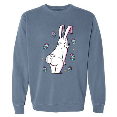 Easter Bunny Rabbit Butt Funny Colorful Eggs Garment-Dyed Sweatshirt