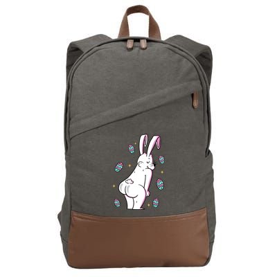 Easter Bunny Rabbit Butt Funny Colorful Eggs Cotton Canvas Backpack