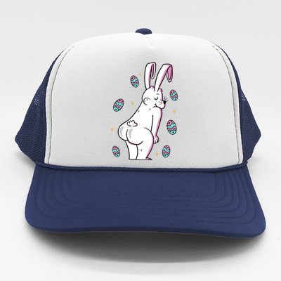 Easter Bunny Rabbit Butt Funny Colorful Eggs Trucker Hat