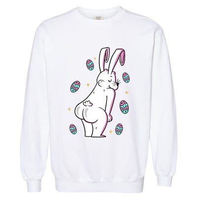 Easter Bunny Rabbit Butt Funny Colorful Eggs Garment-Dyed Sweatshirt