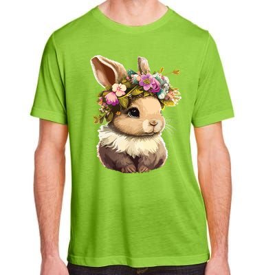 Easter Bunny Rabbit Women Happy Bunny Flower Graphic Girl Adult ChromaSoft Performance T-Shirt