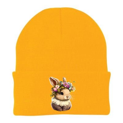 Easter Bunny Rabbit Women Happy Bunny Flower Graphic Girl Knit Cap Winter Beanie