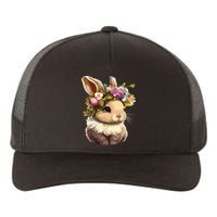 Easter Bunny Rabbit Women Happy Bunny Flower Graphic Girl Yupoong Adult 5-Panel Trucker Hat