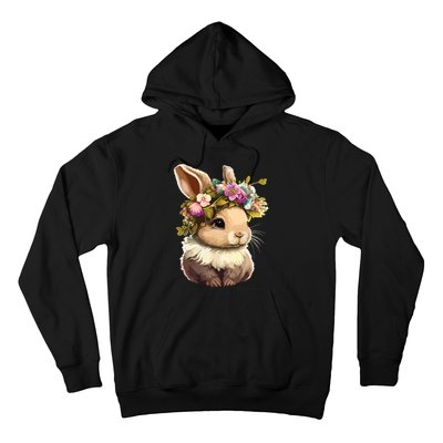 Easter Bunny Rabbit Women Happy Bunny Flower Graphic Girl Hoodie