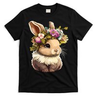 Easter Bunny Rabbit Women Happy Bunny Flower Graphic Girl T-Shirt