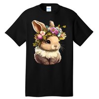 Easter Bunny Rabbit Women Happy Bunny Flower Graphic Girl Tall T-Shirt