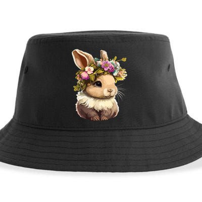 Easter Bunny Rabbit Women Happy Bunny Flower Graphic Girl Sustainable Bucket Hat