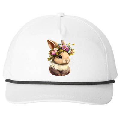 Easter Bunny Rabbit Women Happy Bunny Flower Graphic Girl Snapback Five-Panel Rope Hat