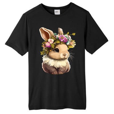 Easter Bunny Rabbit Women Happy Bunny Flower Graphic Girl Tall Fusion ChromaSoft Performance T-Shirt