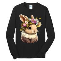 Easter Bunny Rabbit Women Happy Bunny Flower Graphic Girl Tall Long Sleeve T-Shirt