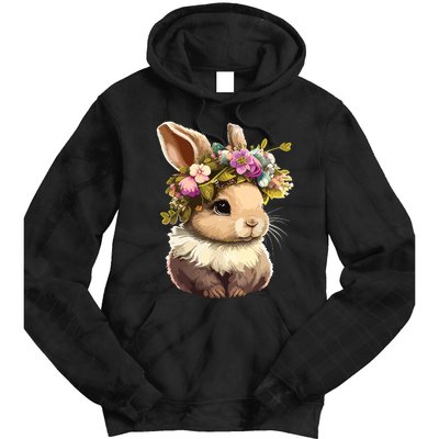 Easter Bunny Rabbit Women Happy Bunny Flower Graphic Girl Tie Dye Hoodie