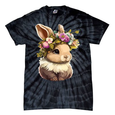 Easter Bunny Rabbit Women Happy Bunny Flower Graphic Girl Tie-Dye T-Shirt