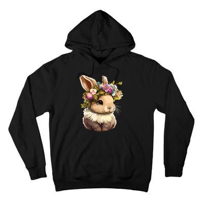 Easter Bunny Rabbit Women Happy Bunny Flower Graphic Girl Tall Hoodie