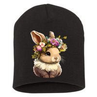 Easter Bunny Rabbit Women Happy Bunny Flower Graphic Girl Short Acrylic Beanie