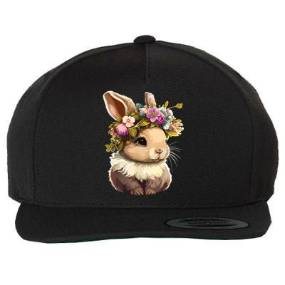 Easter Bunny Rabbit Women Happy Bunny Flower Graphic Girl Wool Snapback Cap