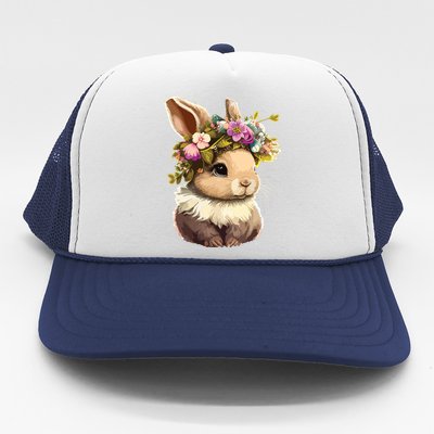 Easter Bunny Rabbit Women Happy Bunny Flower Graphic Girl Trucker Hat