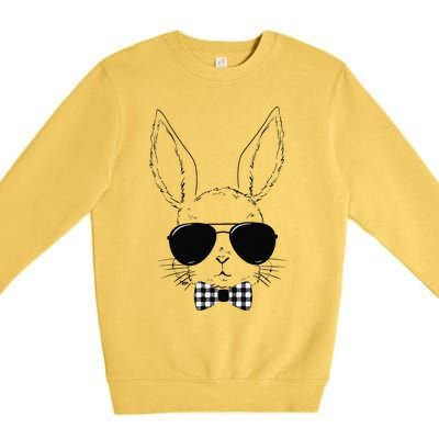 Easter Bunny Rabbit With Glasses Easter Day Premium Crewneck Sweatshirt