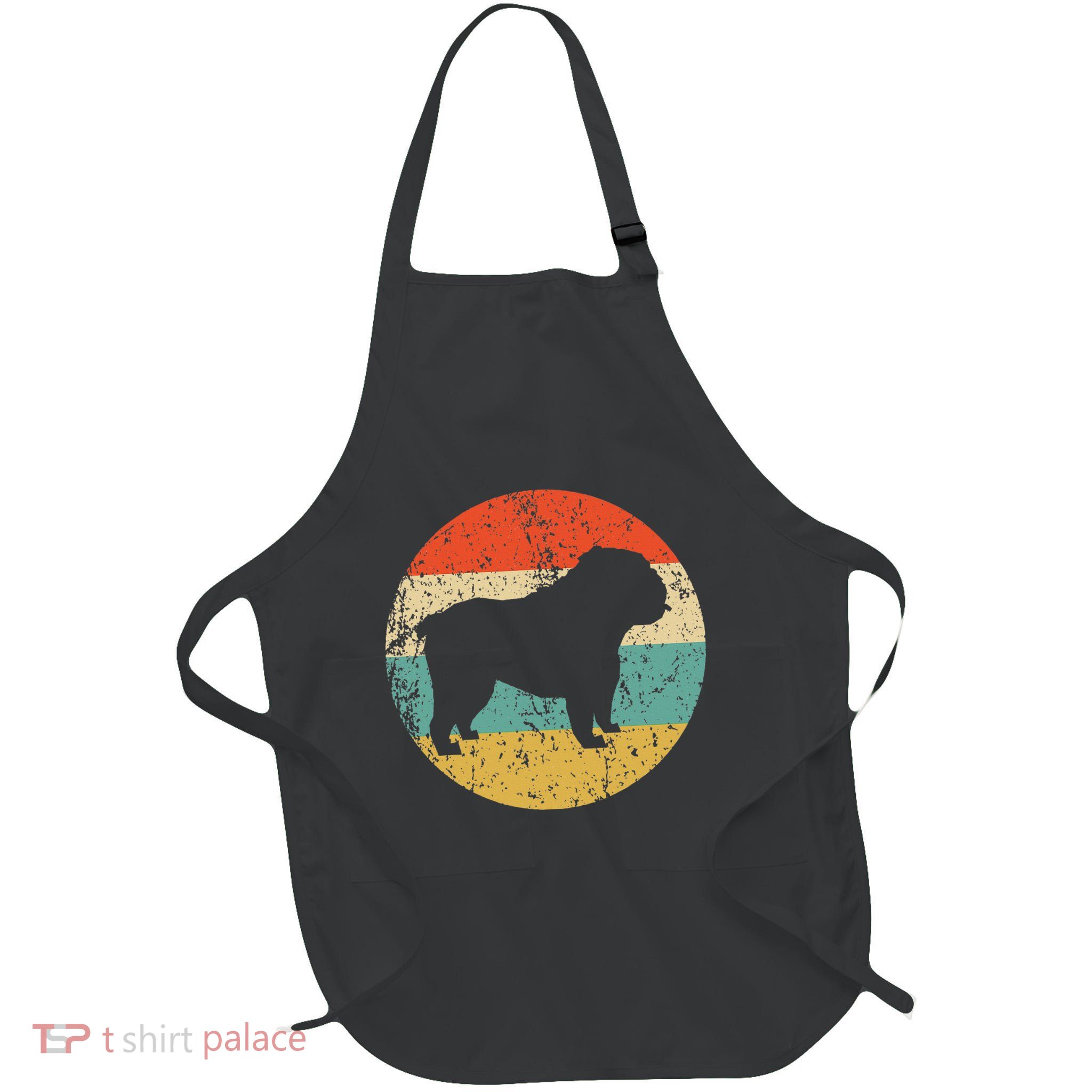English Bulldog Retro English Bulldog Dog Full-Length Apron With Pockets
