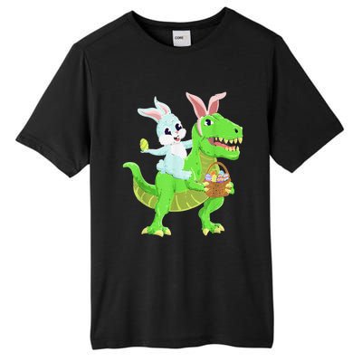 Easter Bunny Riding Dinosaur T Rex Easter Tall Fusion ChromaSoft Performance T-Shirt