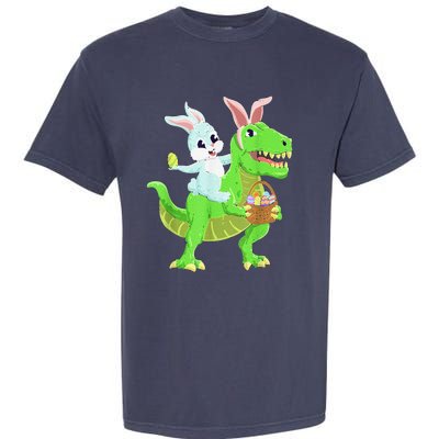 Easter Bunny Riding Dinosaur T Rex Easter Garment-Dyed Heavyweight T-Shirt