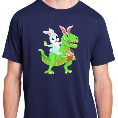 Easter Bunny Riding Dinosaur T Rex Easter Adult ChromaSoft Performance T-Shirt