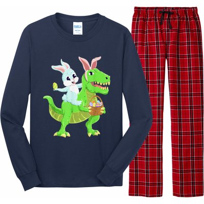 Easter Bunny Riding Dinosaur T Rex Easter Long Sleeve Pajama Set