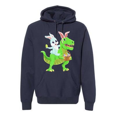 Easter Bunny Riding Dinosaur T Rex Easter Premium Hoodie