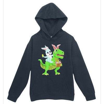 Easter Bunny Riding Dinosaur T Rex Easter Urban Pullover Hoodie