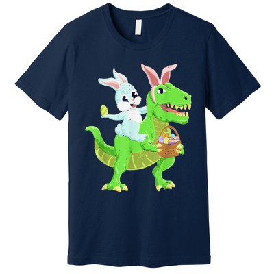 Easter Bunny Riding Dinosaur T Rex Easter Premium T-Shirt