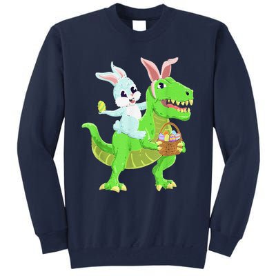 Easter Bunny Riding Dinosaur T Rex Easter Tall Sweatshirt