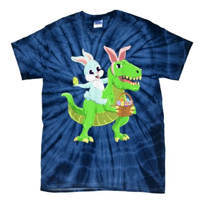 Easter Bunny Riding Dinosaur T Rex Easter Tie-Dye T-Shirt