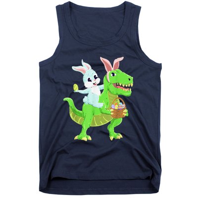 Easter Bunny Riding Dinosaur T Rex Easter Tank Top