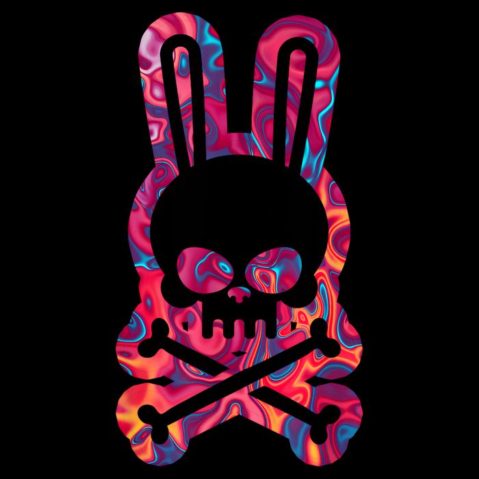 Easter Bunny Retro Tie Dye Bunny Skull Cross Bone  7-Panel Snapback Hat