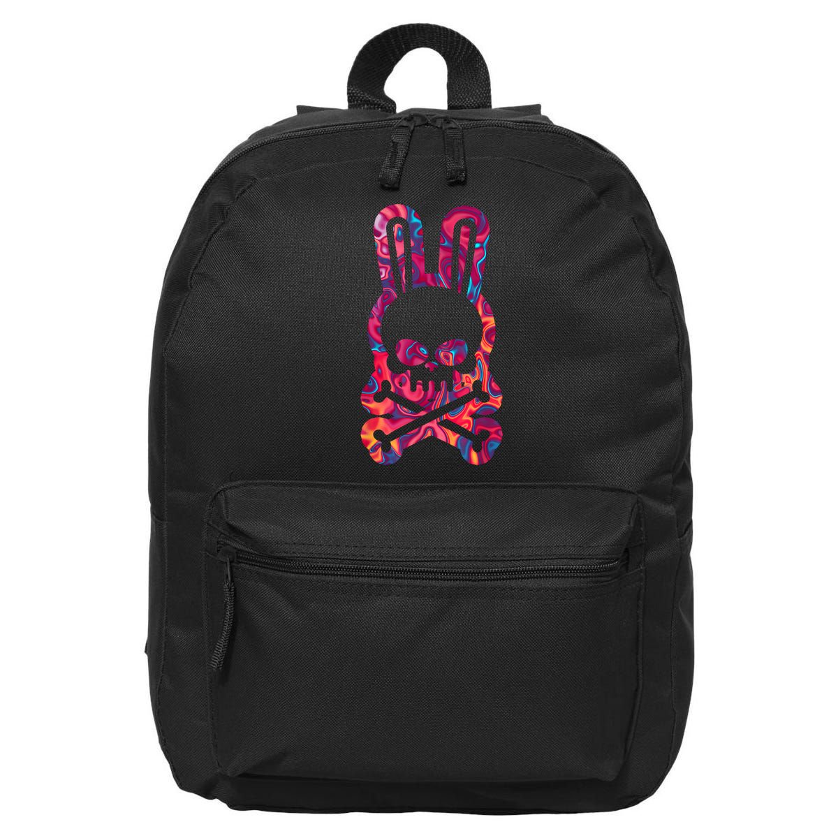 Easter Bunny Retro Tie Dye Bunny Skull Cross Bone  16 in Basic Backpack