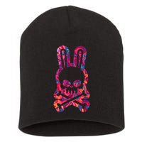 Easter Bunny Retro Tie Dye Bunny Skull Cross Bone  Short Acrylic Beanie