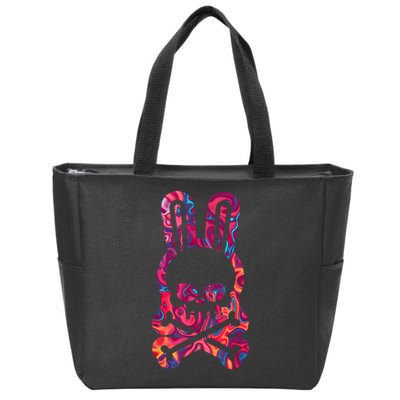 Easter Bunny Retro Tie Dye Bunny Skull Cross Bone  Zip Tote Bag
