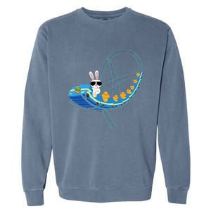 Easter Bunny Rabbit Roller Coaster Theme Park Ride Garment-Dyed Sweatshirt