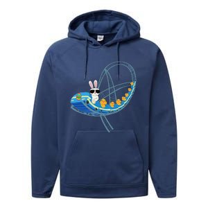 Easter Bunny Rabbit Roller Coaster Theme Park Ride Performance Fleece Hoodie