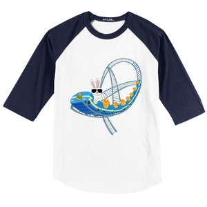 Easter Bunny Rabbit Roller Coaster Theme Park Ride Baseball Sleeve Shirt