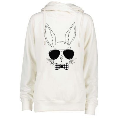 Easter Bunny Rabbit With Glasses Easter Day Womens Funnel Neck Pullover Hood