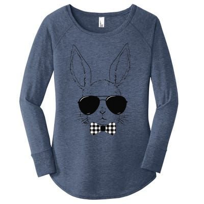 Easter Bunny Rabbit With Glasses Easter Day Women's Perfect Tri Tunic Long Sleeve Shirt